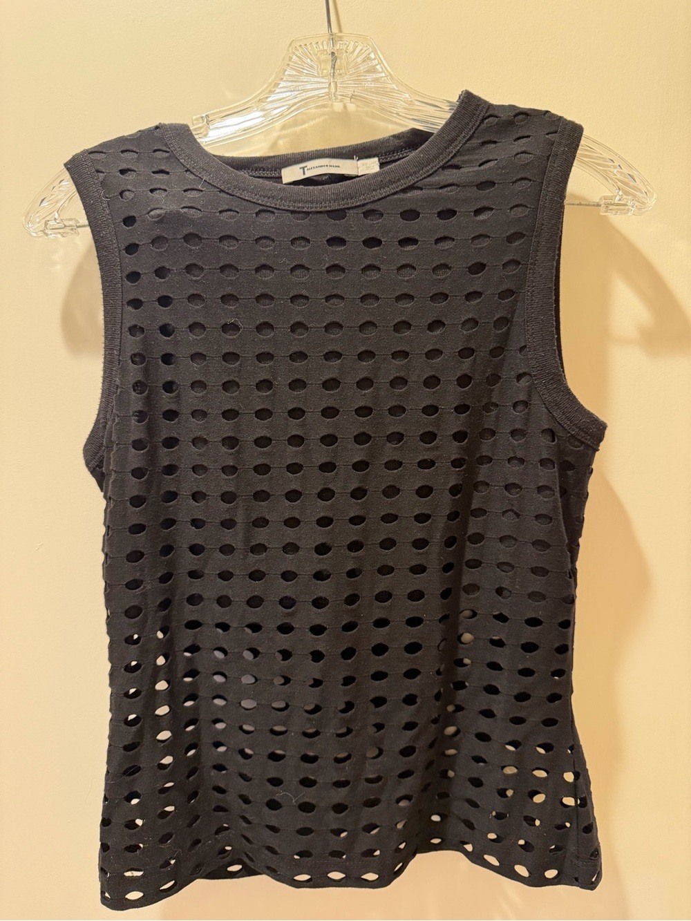 T by Alexander Wang Black Perforated Cut Out Knit Sleeveless Tank Top L